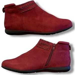 NIB Comfortview Farren Rich Burgundy Suede Braided Ankle Boots 10 1/2 W